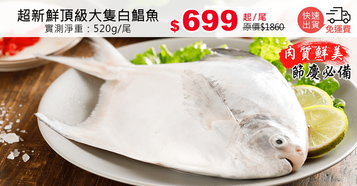 超新鮮頂級大隻白鯧魚