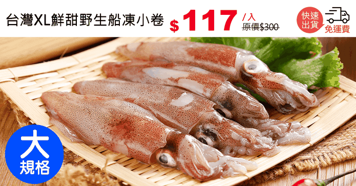 台灣XL鮮甜野生船凍小卷
