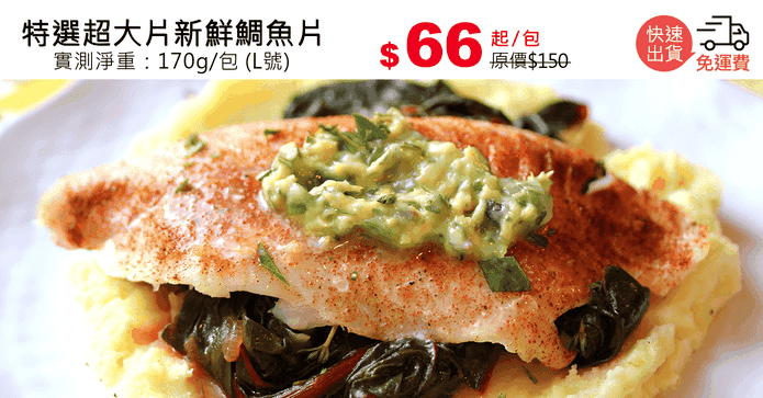 特選超大片新鮮鯛魚片